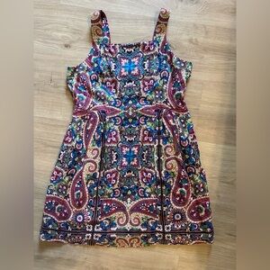 Women’s Land End Bohemian Paisley 100% Linen Sleeveless Dress Size 18 Plus Size
